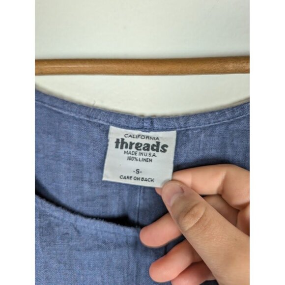 California 100% Linen Top Size Small Assymetrical Lagenlook Boho Tunic Beachy - Picture 3 of 4